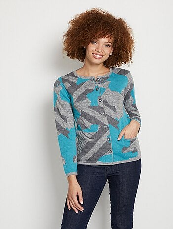 Veste boutonnée jacquard graphique - Afibel