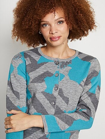 Veste boutonnée jacquard graphique - Afibel