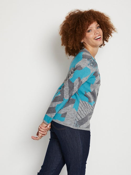 Veste boutonnée jacquard graphique - Afibel - Kiabi