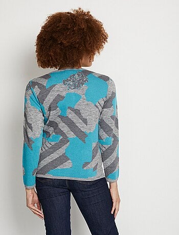 Veste boutonnée jacquard graphique