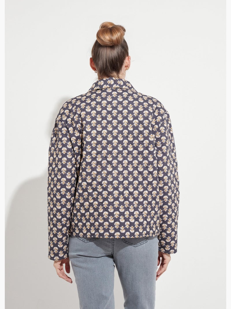 Veste boutonnée matelassée imprimée - Afibel Gris - Kiabi