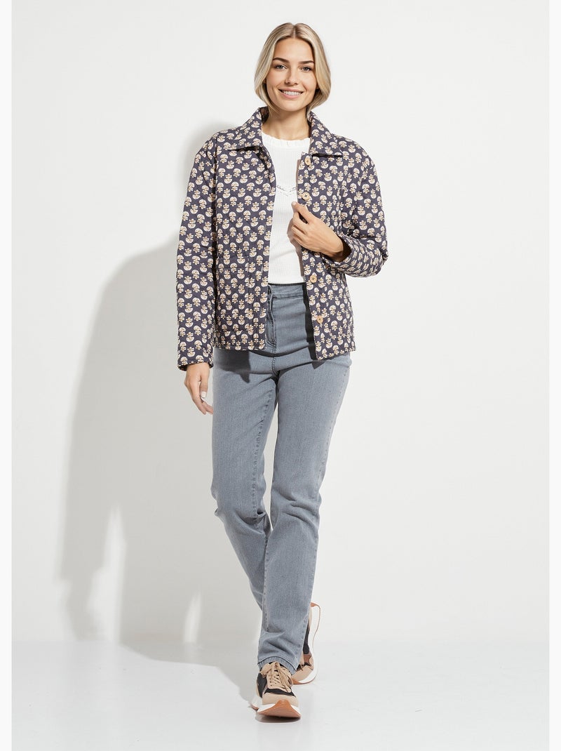 Veste boutonnée matelassée imprimée - Afibel Gris - Kiabi