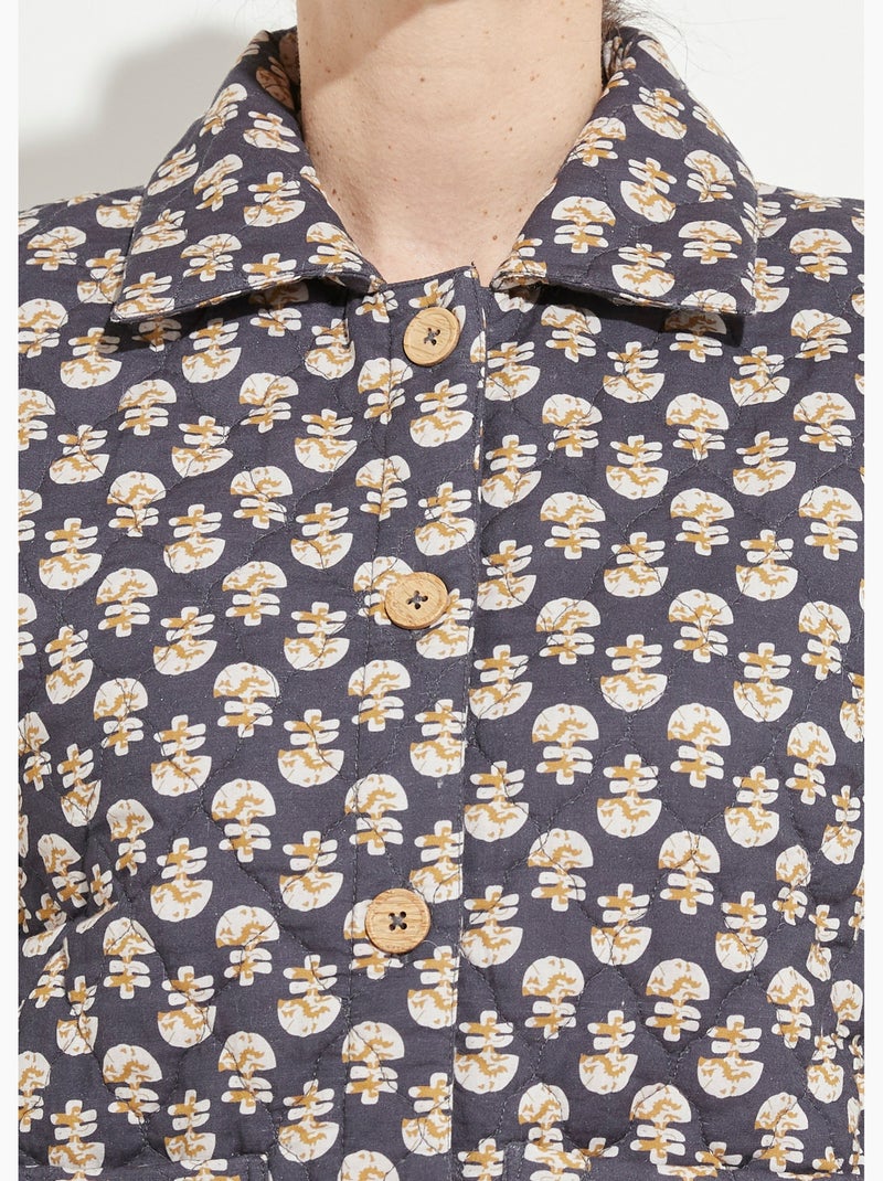 Veste boutonnée matelassée imprimée - Afibel Gris - Kiabi
