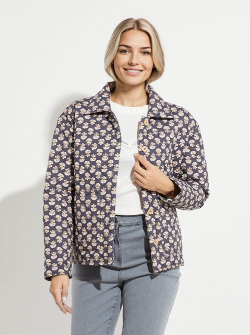 Veste boutonnée matelassée imprimée - Kiabi