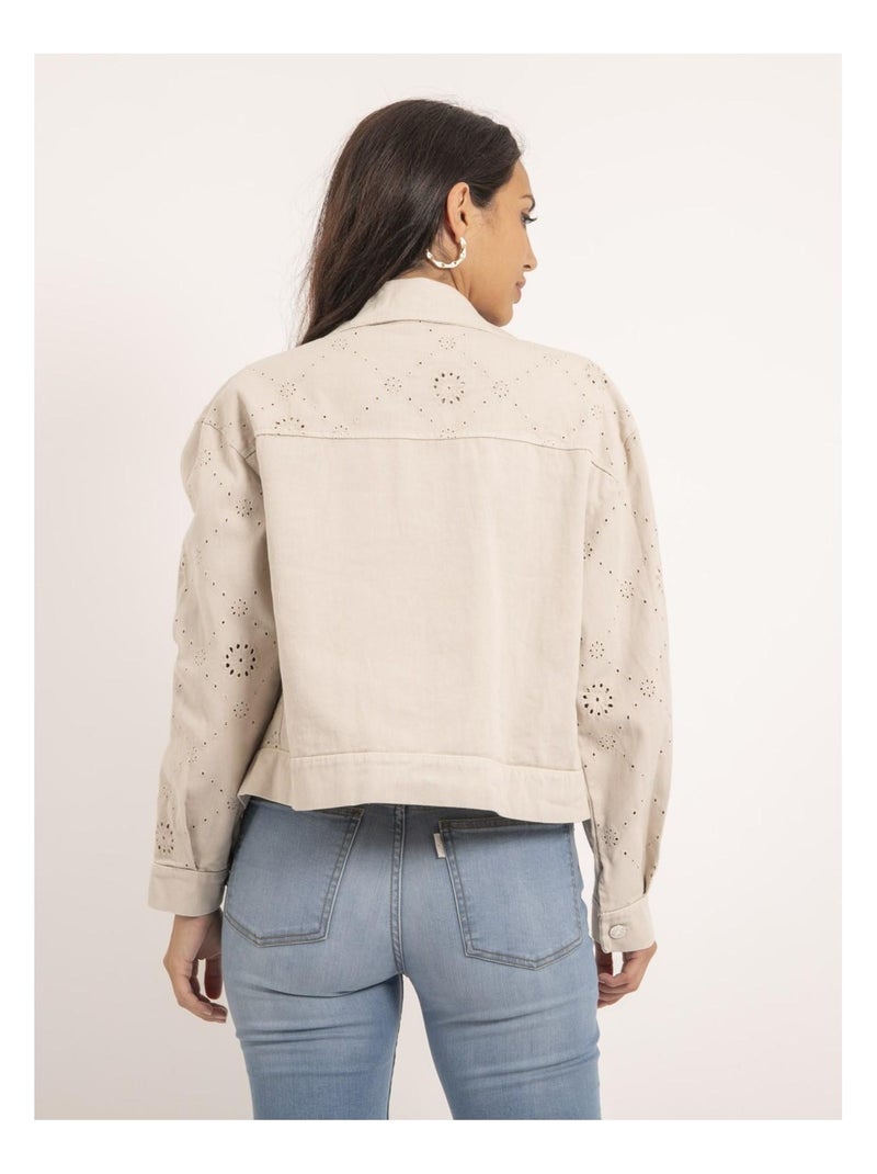 Veste broderies anglaises UKRINE Beige - Kiabi