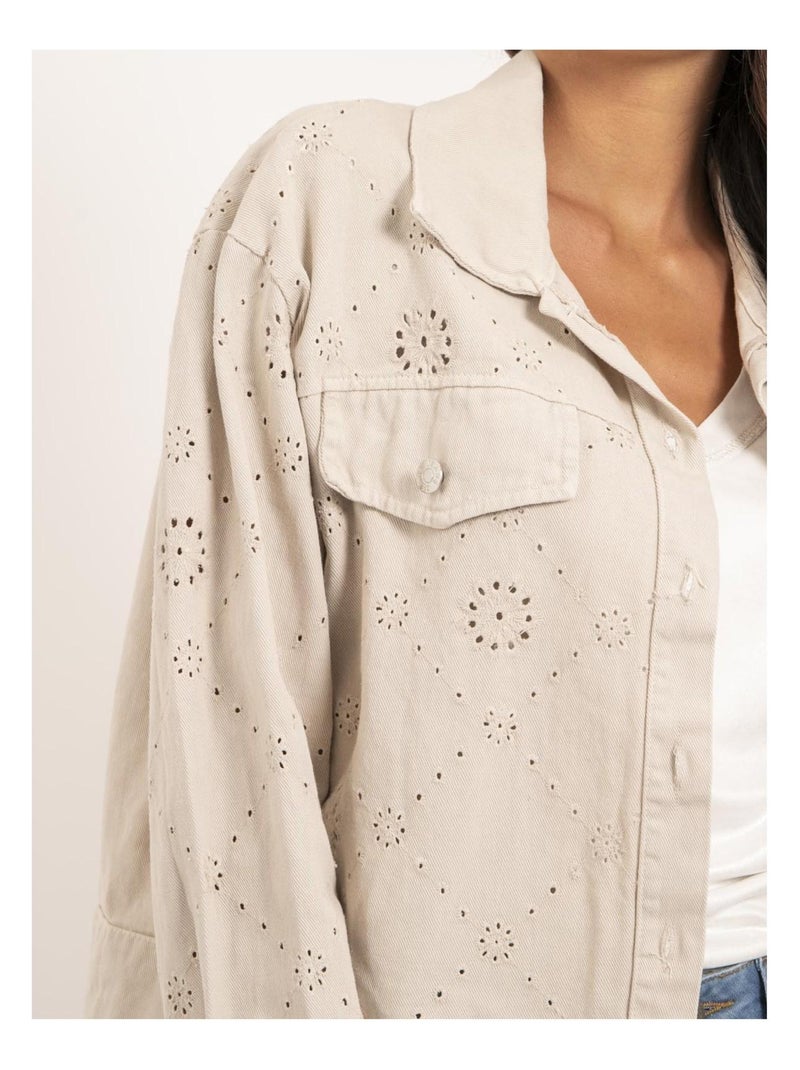 Veste broderies anglaises UKRINE Beige - Kiabi