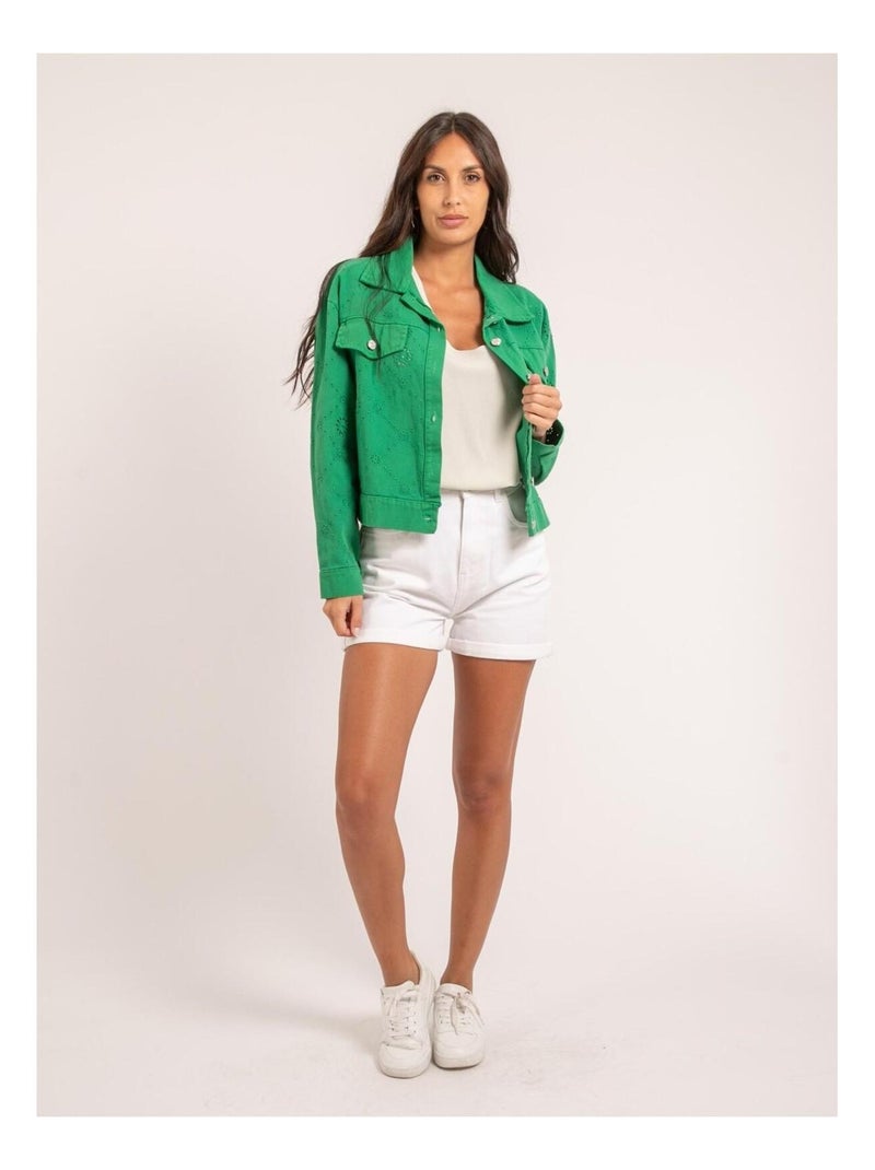 Veste broderies anglaises UKRINE Vert - Kiabi