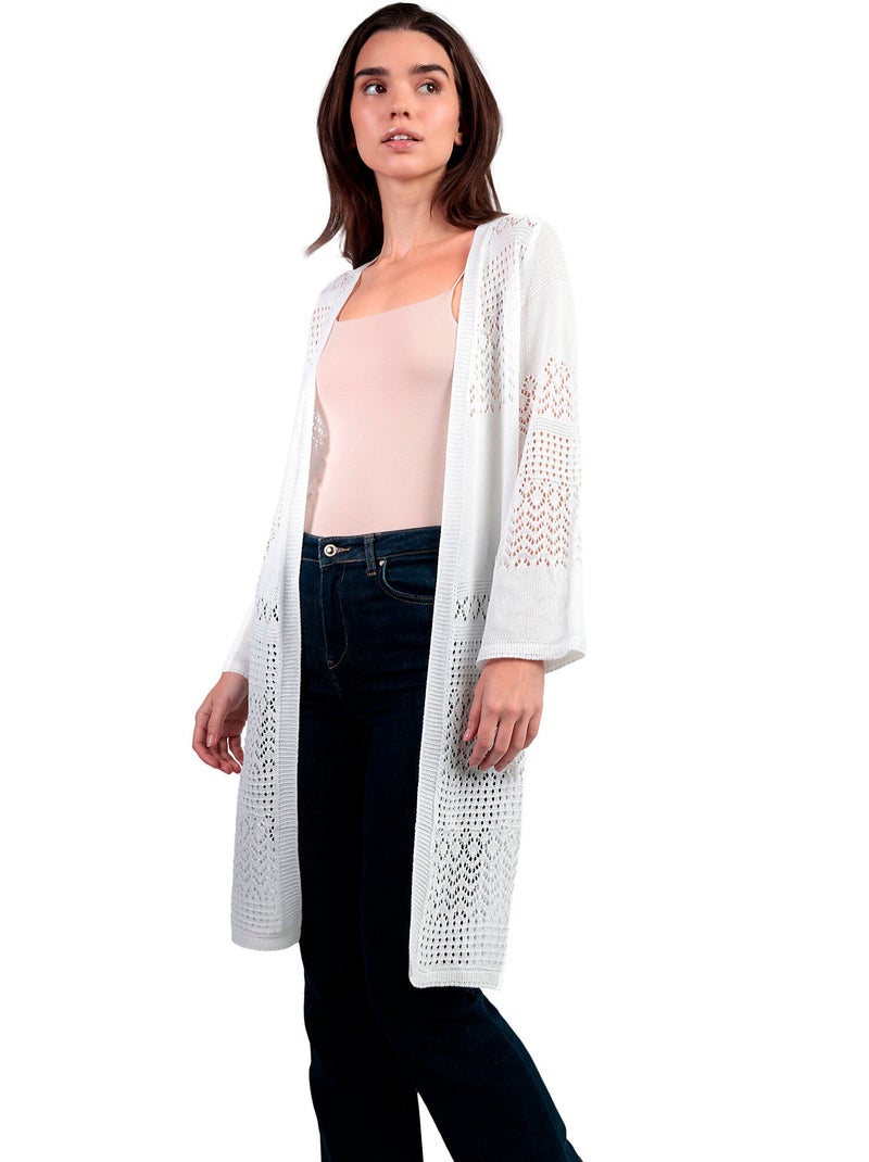 Veste cardigan Crochet Blanc - Kiabi