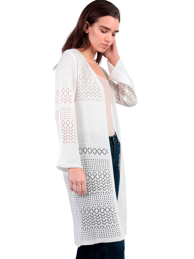 Veste cardigan Crochet Blanc - Kiabi