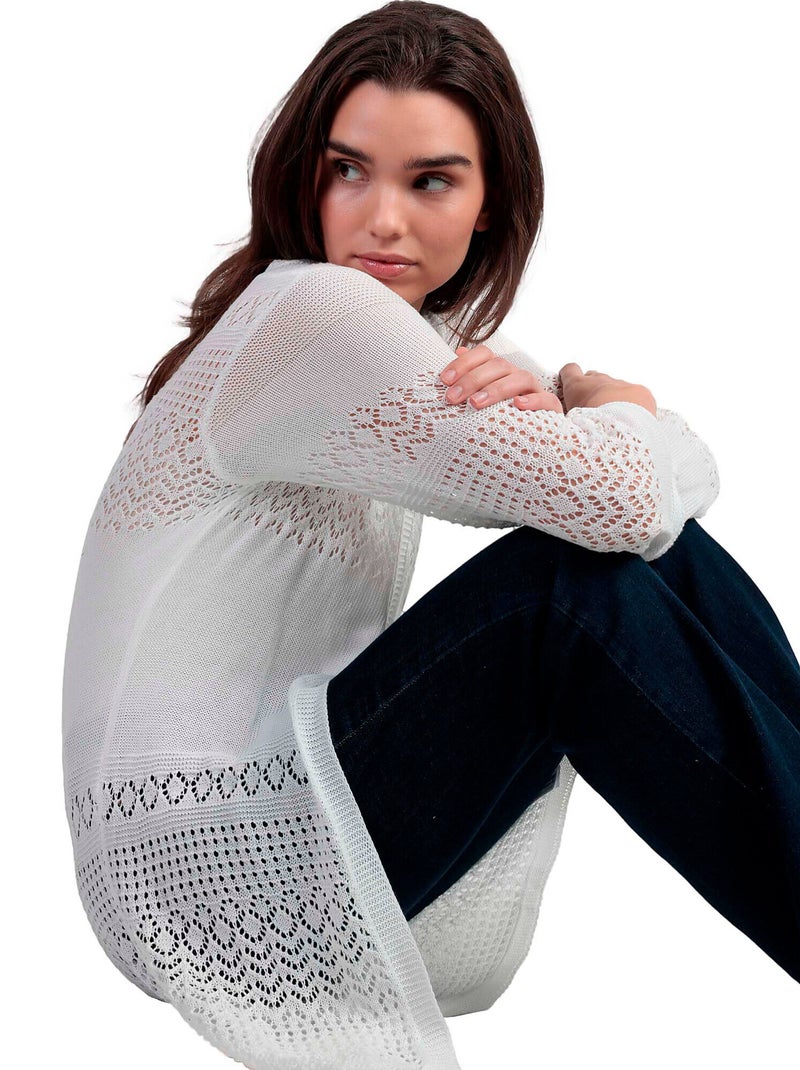 Veste cardigan Crochet Blanc - Kiabi
