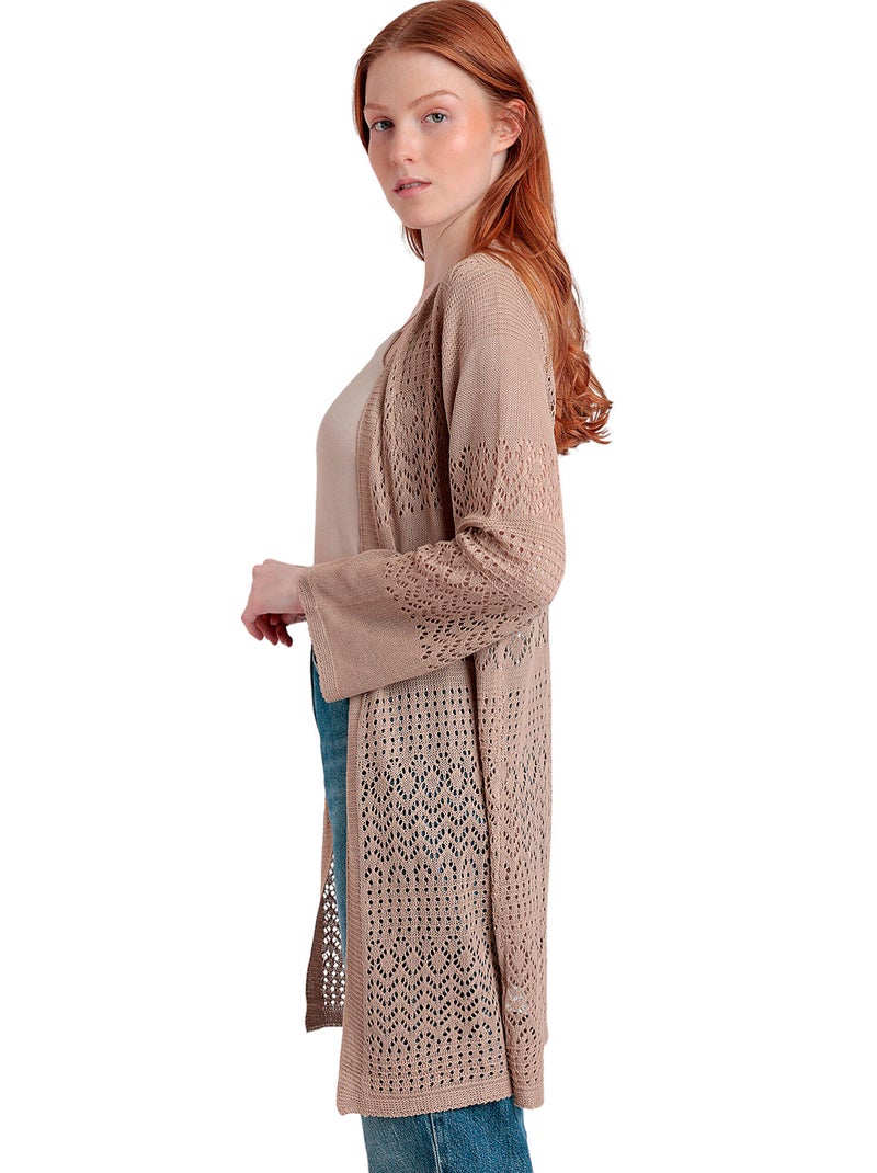 Veste cardigan Crochet Marron - Kiabi