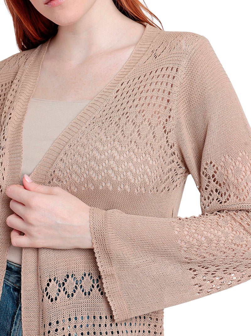 Veste cardigan Crochet Marron - Kiabi