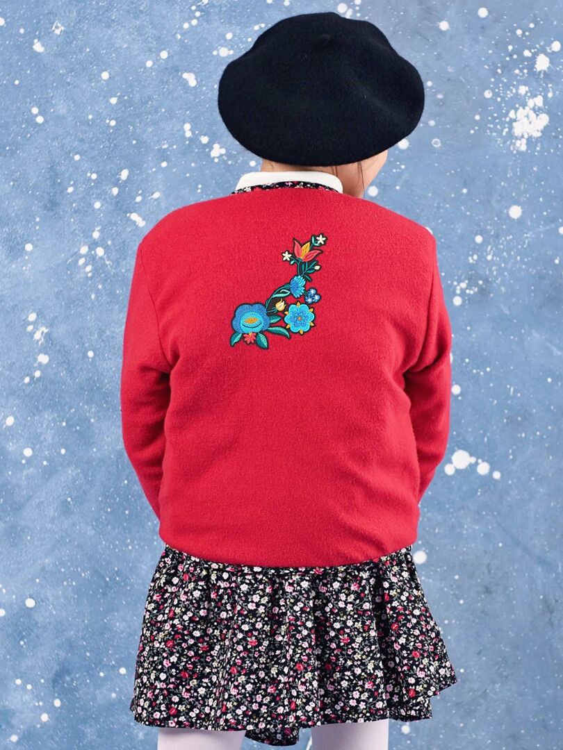 Cardigan bébé fille en molleton - Rouge | Paris
