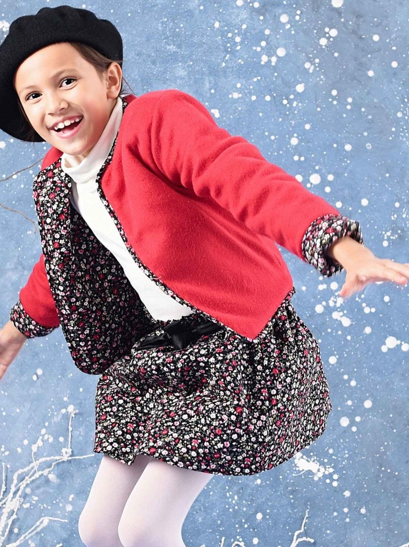Veste Cardigan Intersaison Fille  Molleton Rouge  ELOÏSE - 'LA FAUTE A VOLTAIRE' Rouge - Kiabi