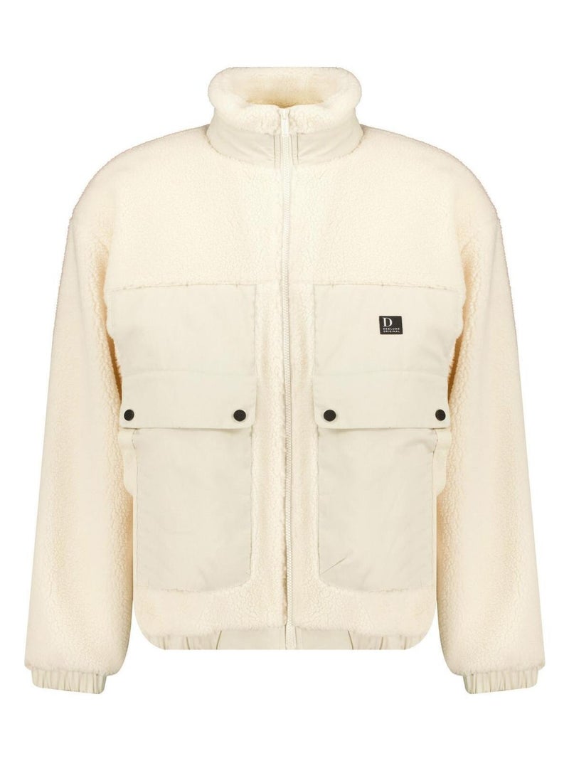 Veste casual bimatière en sherpa et imitation fourrure pour homme 'Deeluxe' Blanc - Kiabi