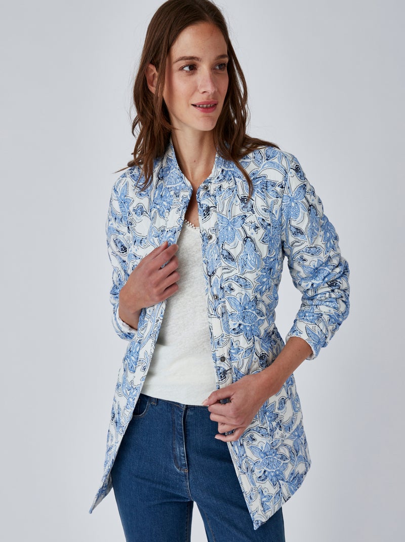 Veste ceinturée surpiqûres fantaisie - Damart Blanc - Kiabi