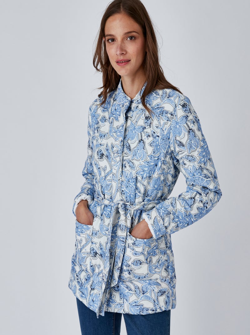 Veste ceinturée surpiqûres fantaisie - damart Blanc - Kiabi