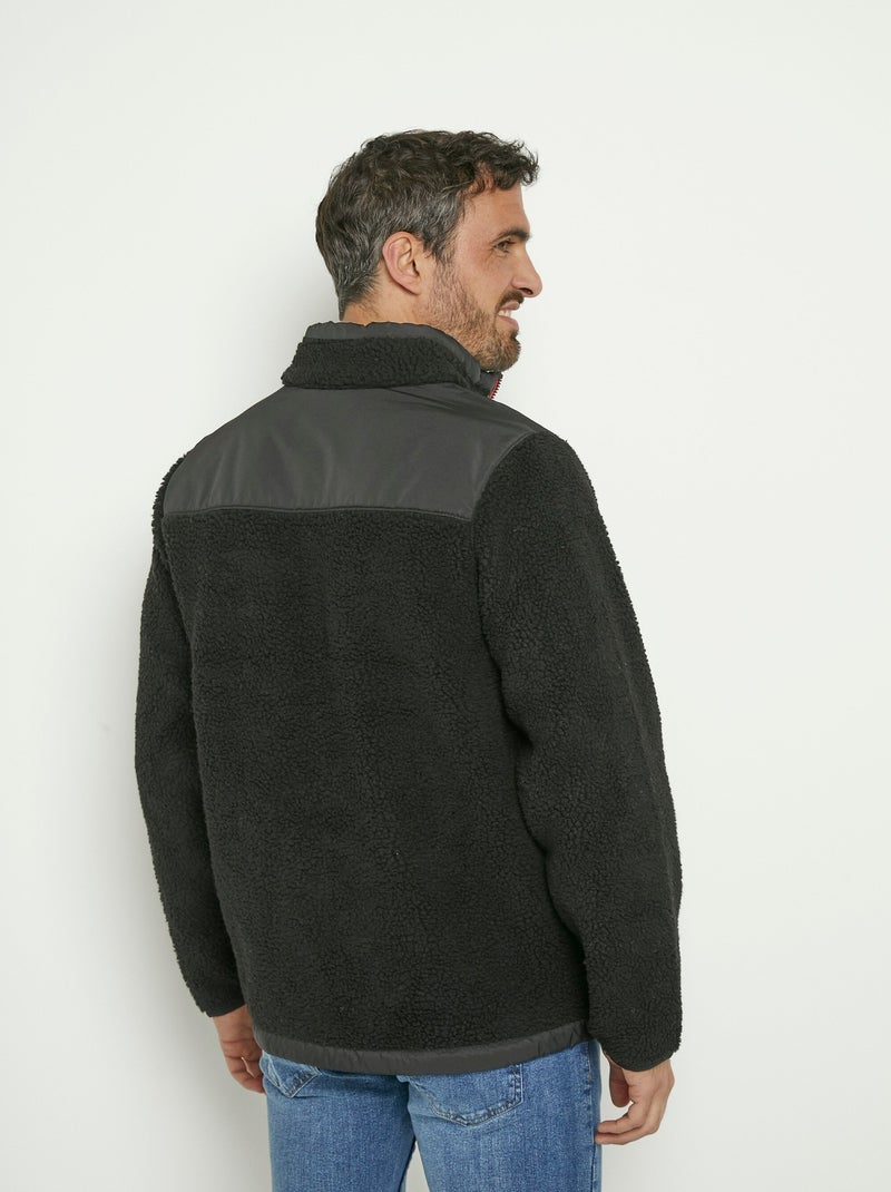Veste chaude en sherpa avec col montant - AFIBEL Noir - Kiabi