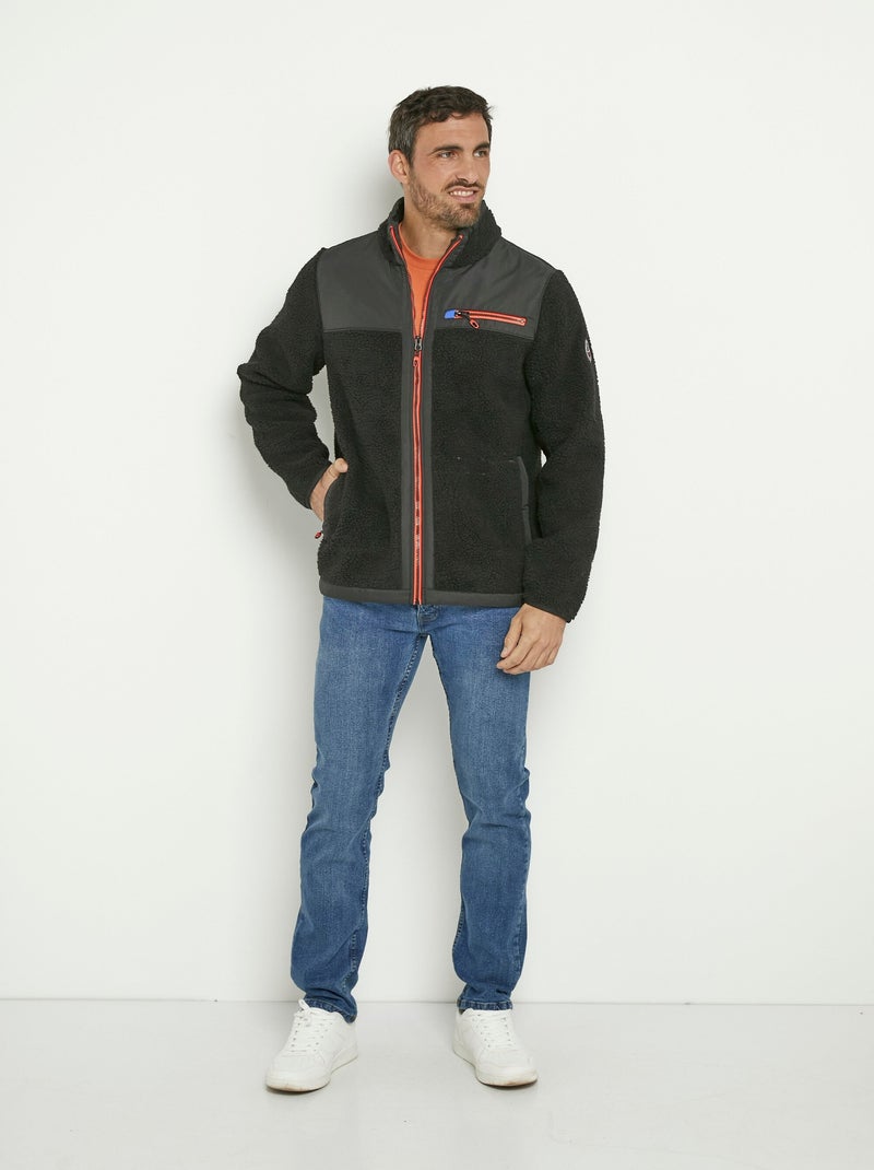 Veste chaude en sherpa avec col montant - AFIBEL Noir - Kiabi