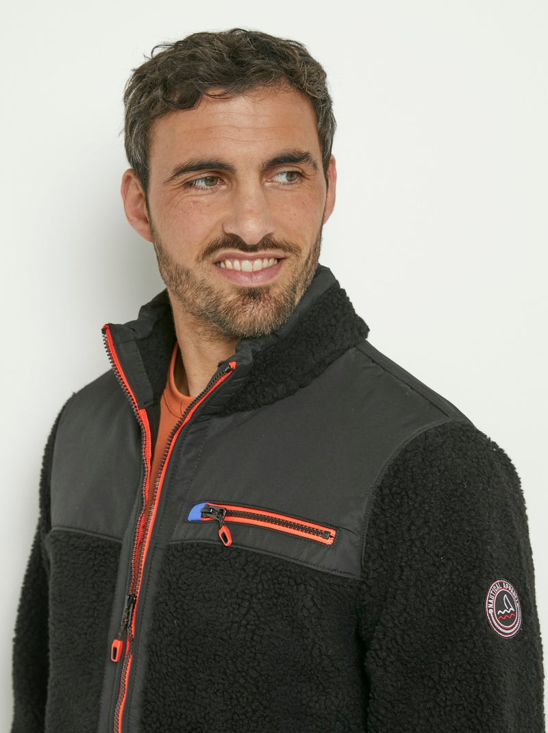 Veste chaude en sherpa avec col montant - AFIBEL Noir - Kiabi