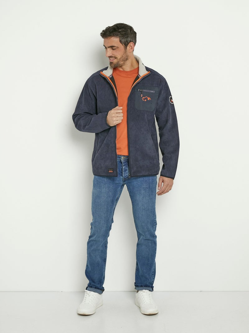 Veste chaude en velours col montant - AFIBEL Bleu marine - Kiabi