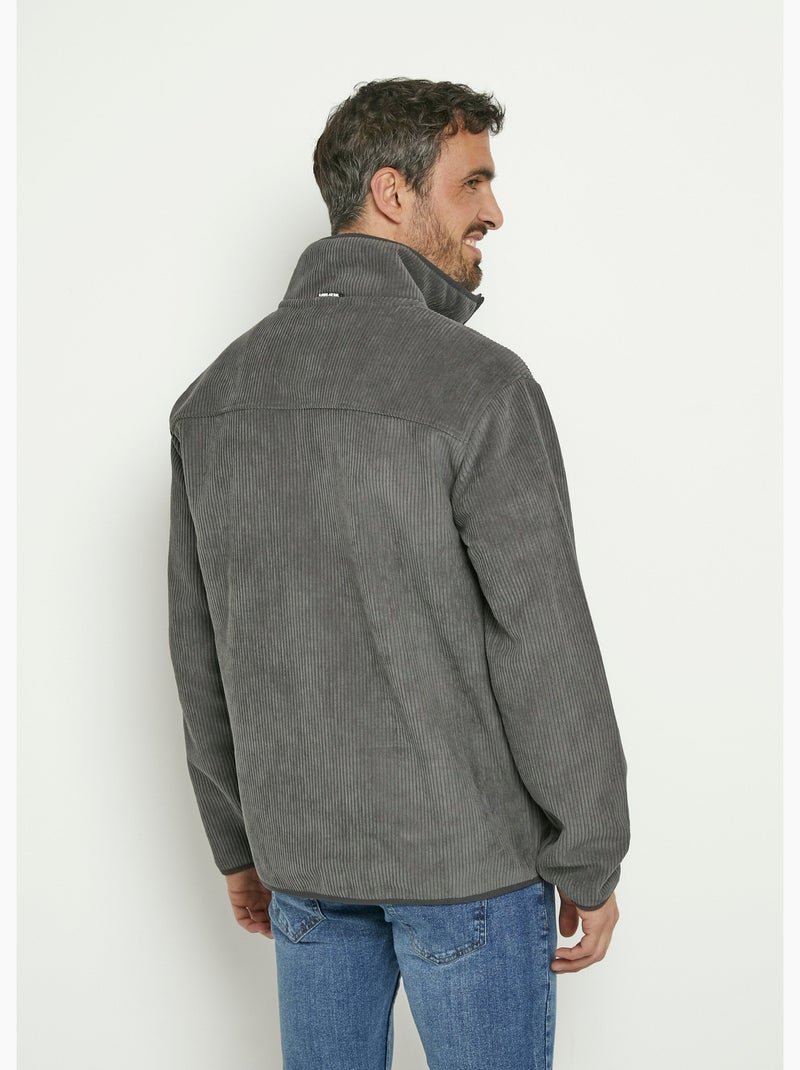 Veste chaude en velours col montant - AFIBEL Gris - Kiabi