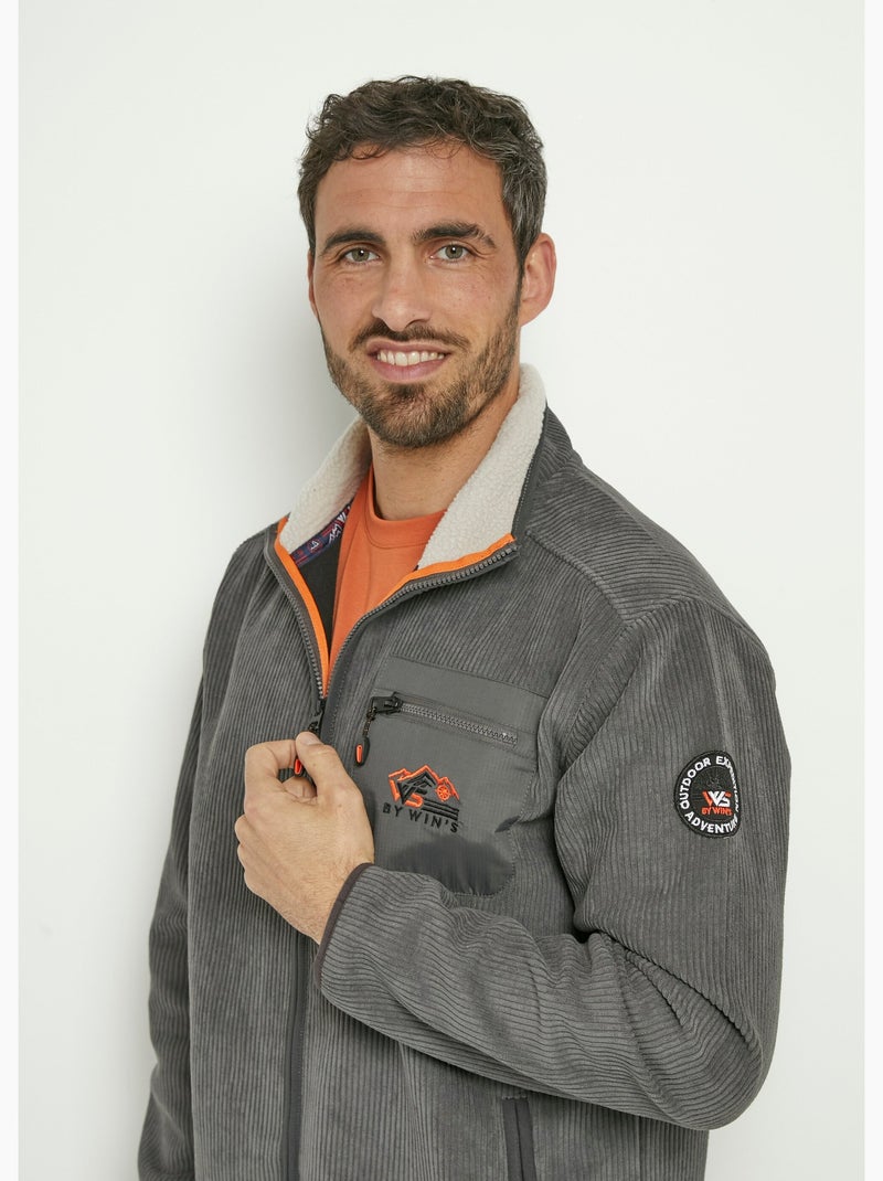 Veste chaude en velours col montant - AFIBEL Gris - Kiabi
