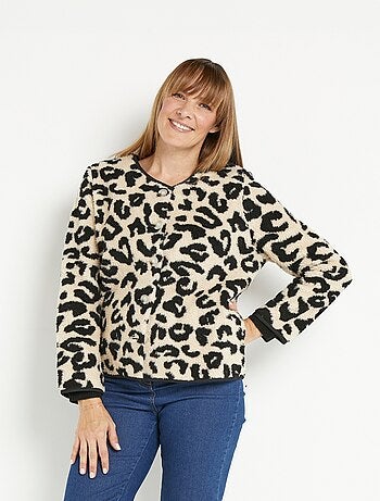Veste chaude léopard style moumoute
