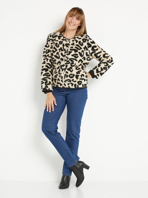 Veste chaude léopard style moumoute - Kiabi