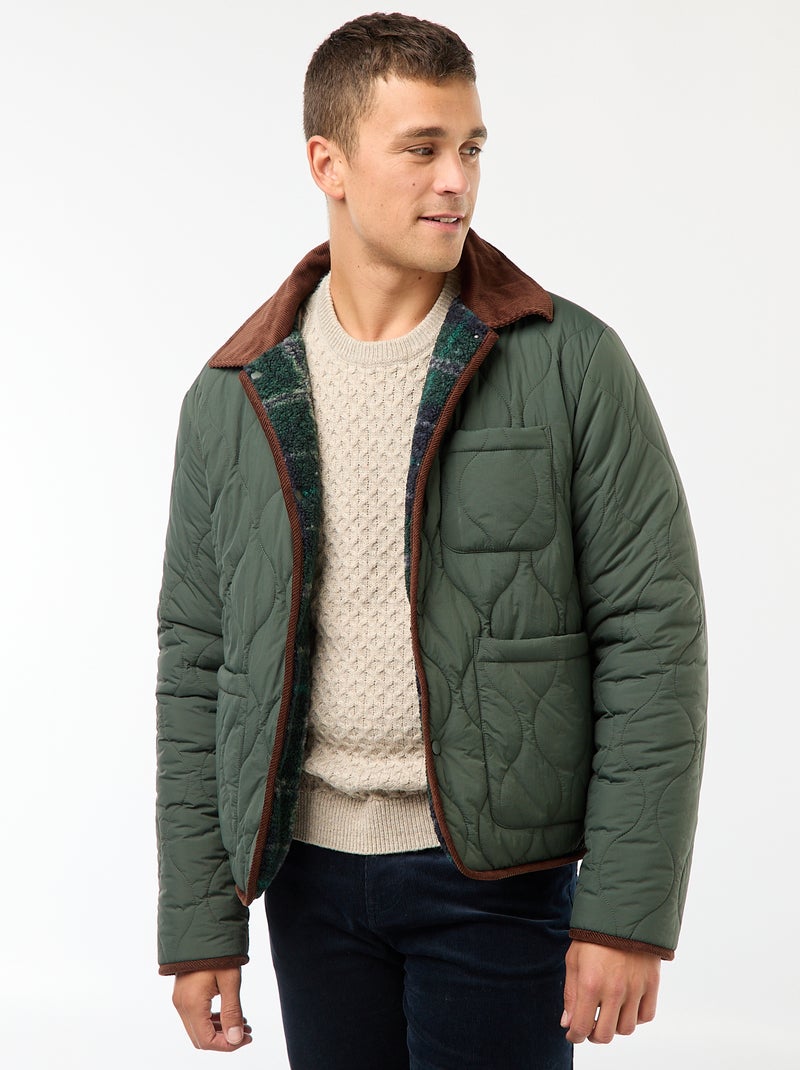 Veste chaude réversible Kaki - Kiabi