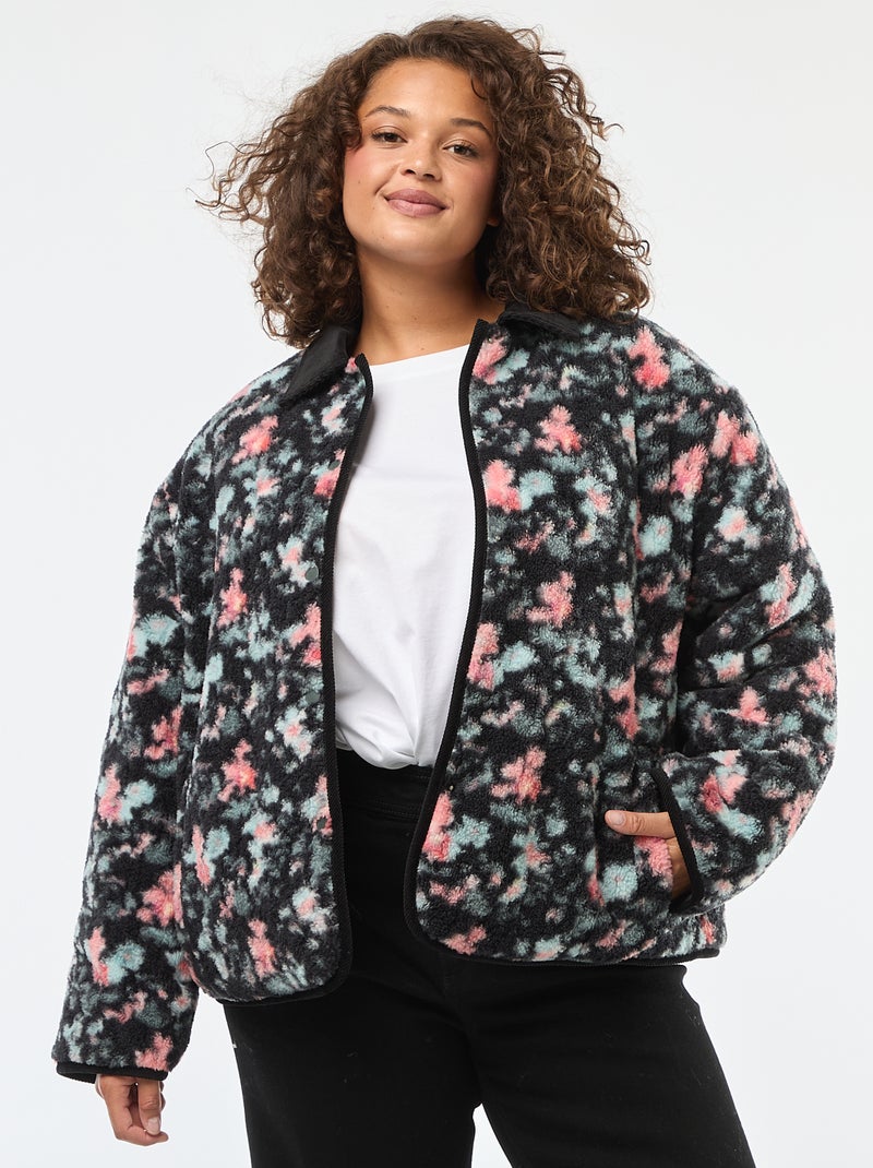 Veste chaude workwear réversible avec fermeture pressionnée Kaki