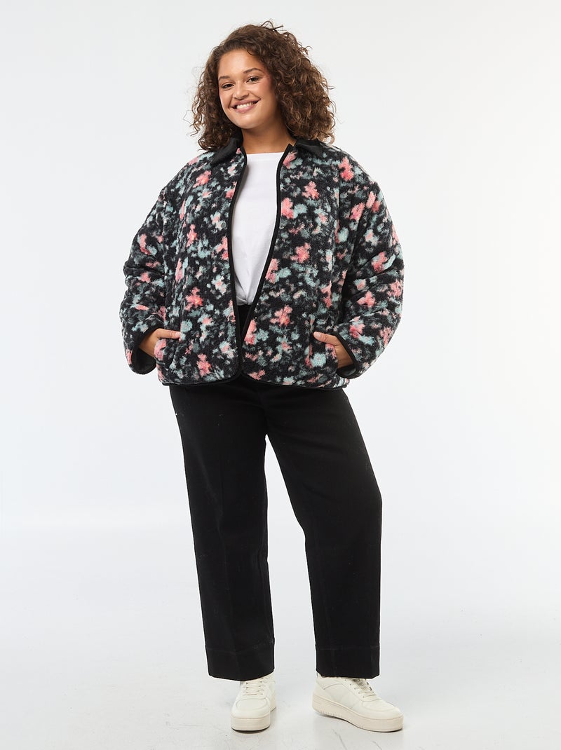 Veste chaude workwear réversible avec fermeture pressionnée Kaki - Kiabi