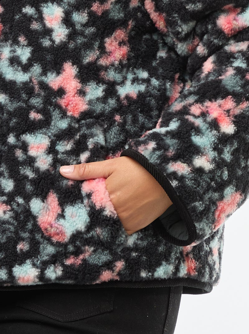 Veste chaude workwear réversible avec fermeture pressionnée Kaki - Kiabi