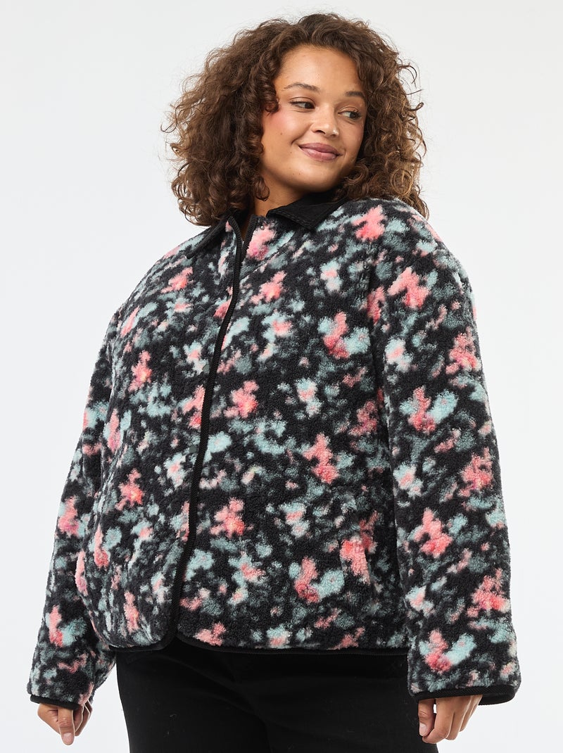 Veste chaude workwear réversible avec fermeture pressionnée Kaki - Kiabi