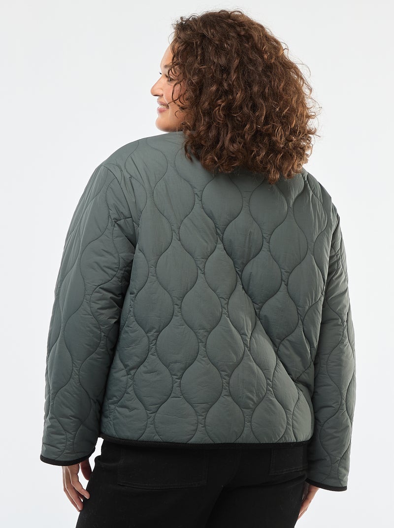 Veste chaude workwear réversible avec fermeture pressionnée Kaki - Kiabi