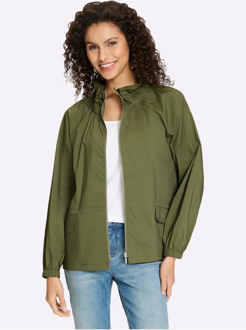 Veste Chemisier Col Montant Tendance - Taille Standard - helline Vert olive - Kiabi