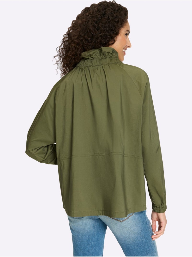 Veste Chemisier Col Montant Tendance - Taille Standard - helline Vert olive - Kiabi