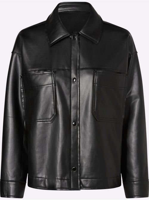 Veste Chemisier Imitation Cuir Souple - Taille Standard - Helline - Kiabi Veste Chemisier Imitation Cuir Souple - Taille Standard - Helline - Kiabi