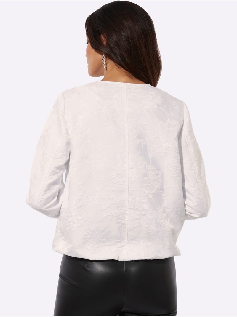 Veste Chemisier Joli Motif Jacquard - Taille Standard - Helline Ecru - Kiabi