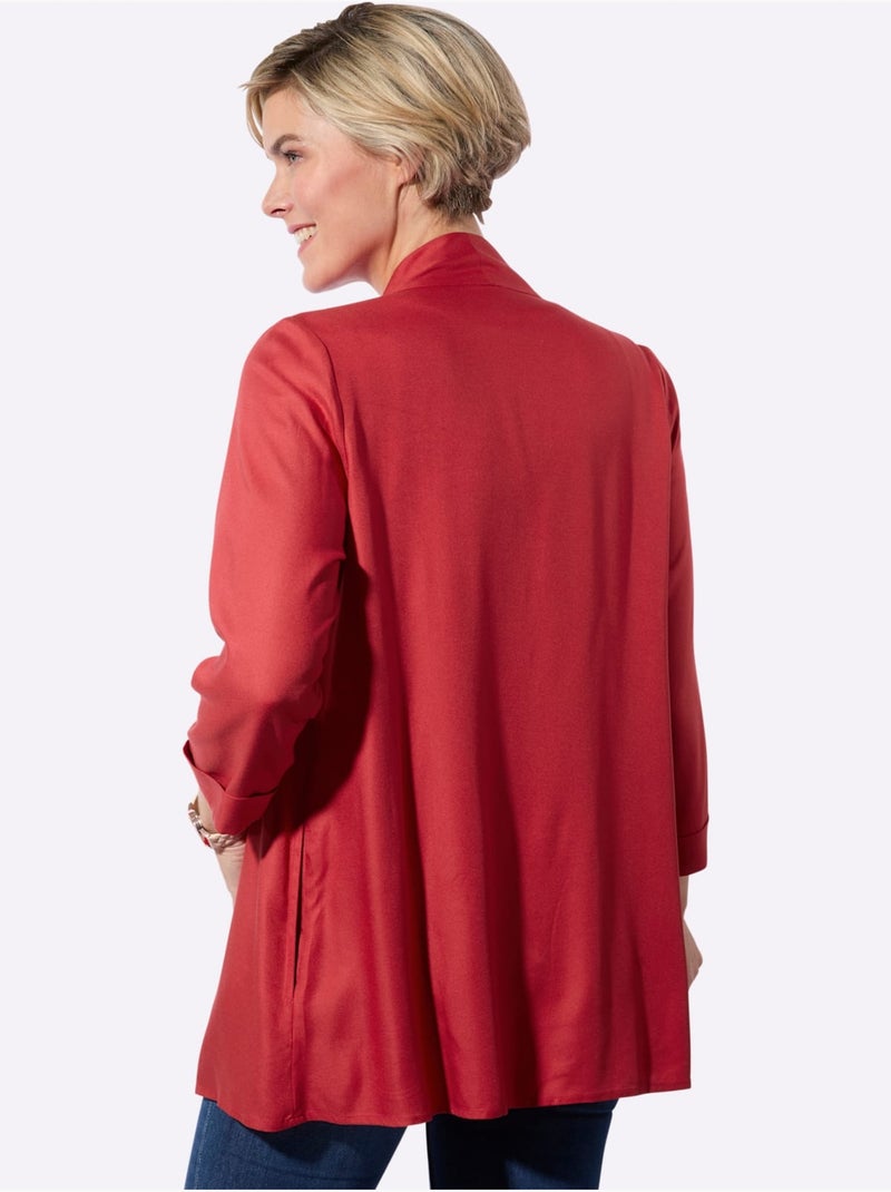 Veste chemisier légère à manches 3/4 avec poches cousues - Taille standard - Witt Rouge - Kiabi