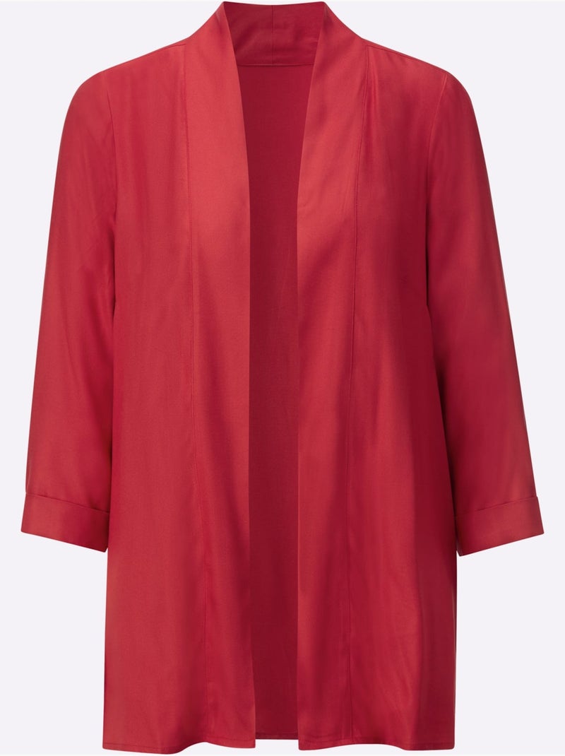 Veste chemisier légère à manches 3/4 avec poches cousues - Taille standard - Witt Rouge - Kiabi