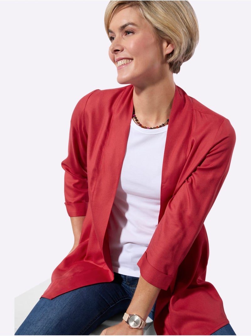 Veste chemisier légère à manches 3/4 avec poches cousues - Taille standard - Witt Rouge - Kiabi
