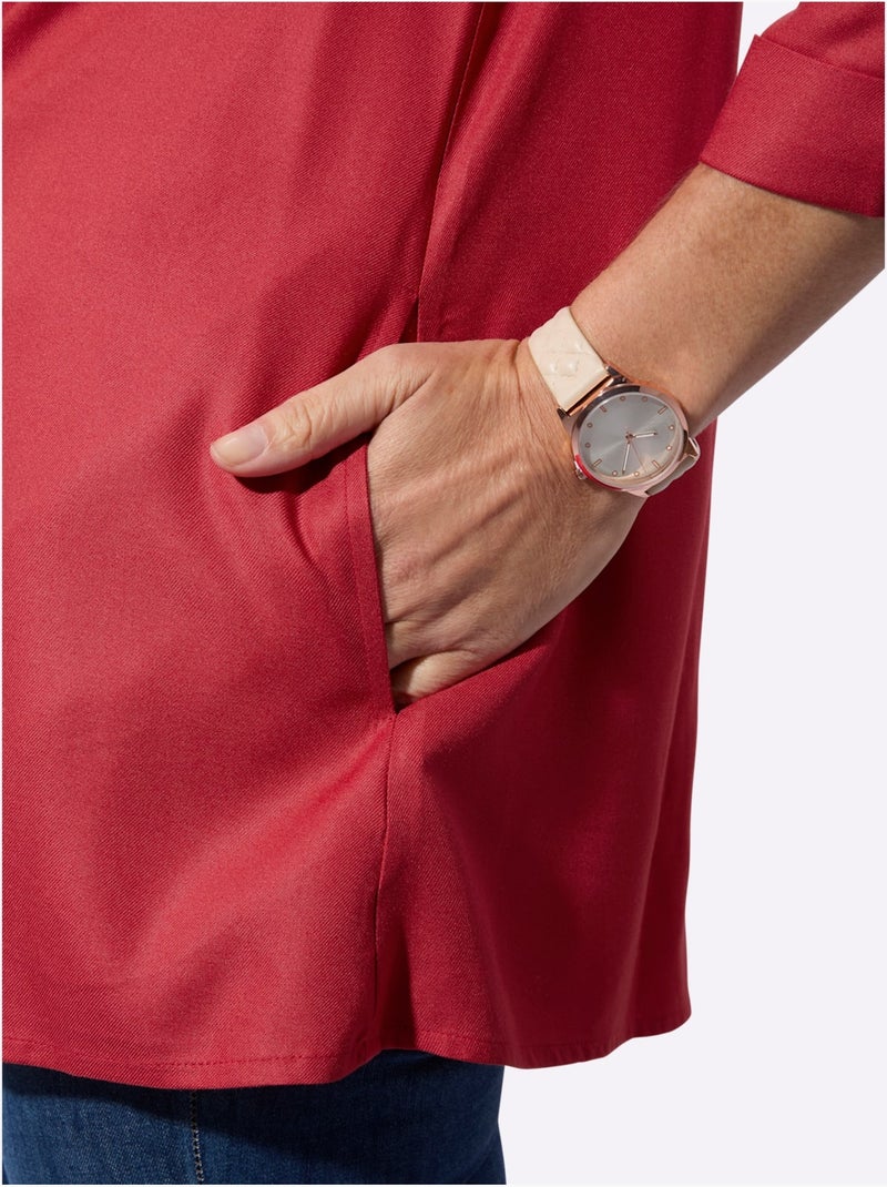 Veste chemisier légère à manches 3/4 avec poches cousues - Taille standard - Witt Rouge - Kiabi