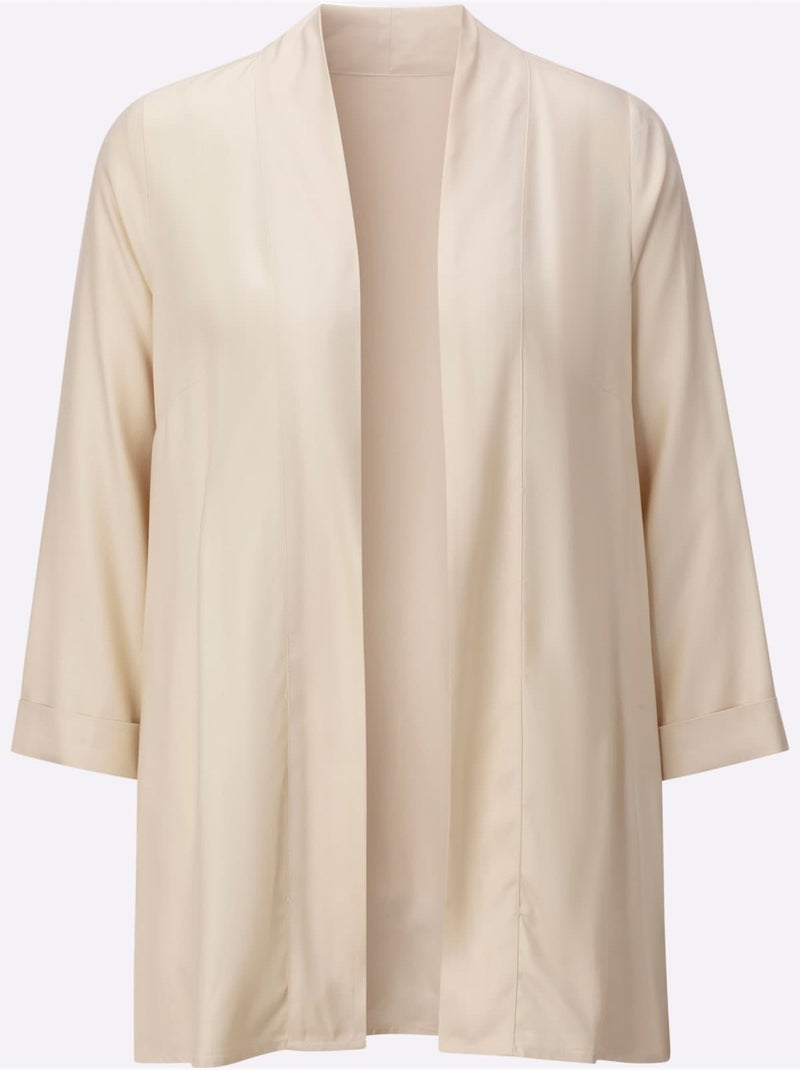 Veste chemisier légère à manches 3/4 avec poches cousues - Taille standard - Witt Sable - Kiabi