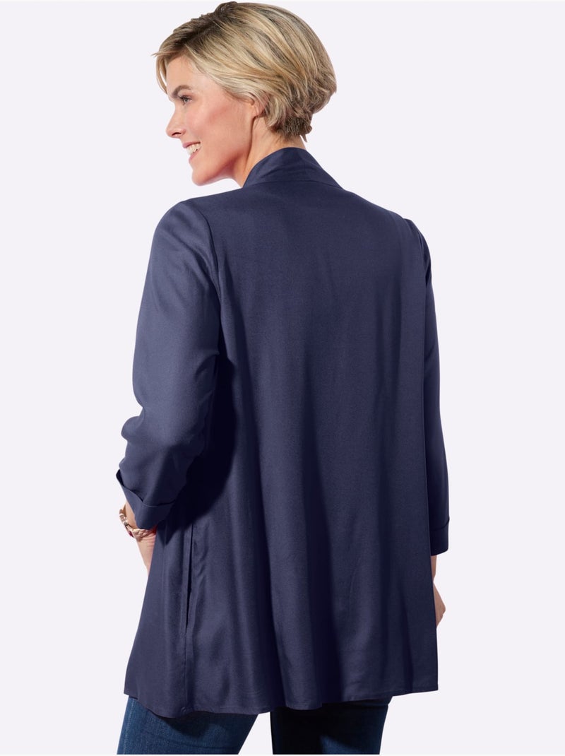 Veste chemisier légère en viscose avec manches 3/4 et poches - Taille standard - Witt Bleu marine - Kiabi