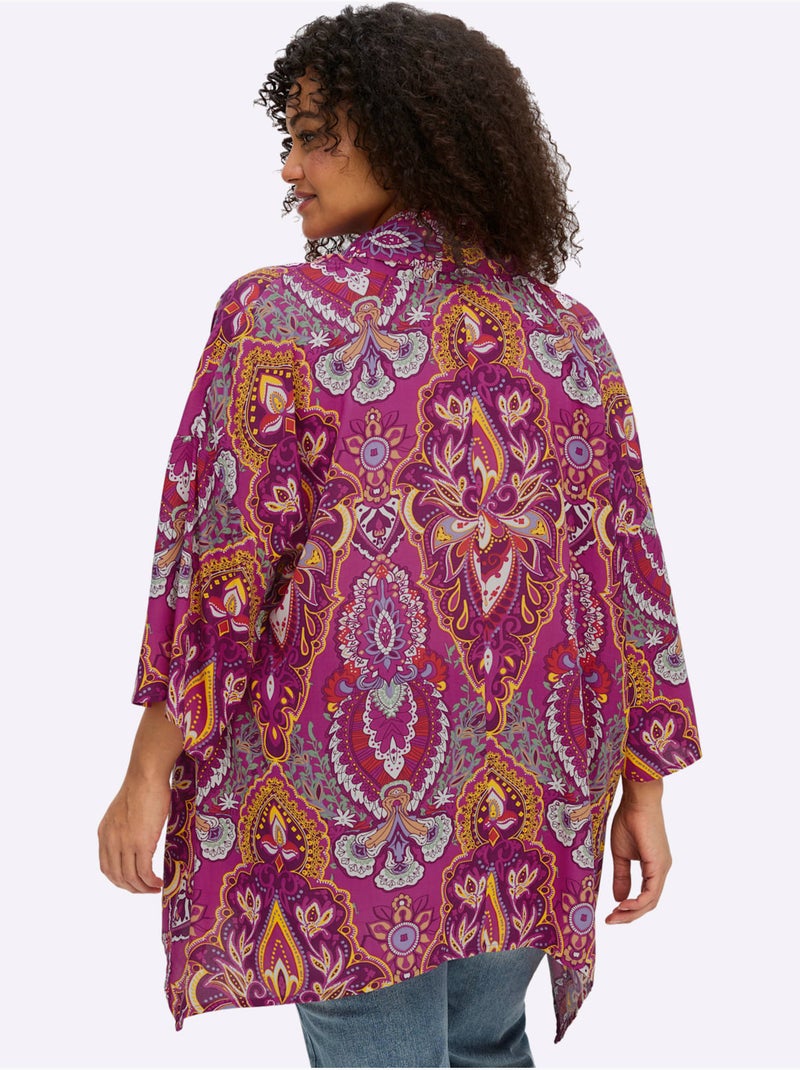 Veste Chemisier Motif Floral - Taille Standard - Sheego Magenta - Kiabi
