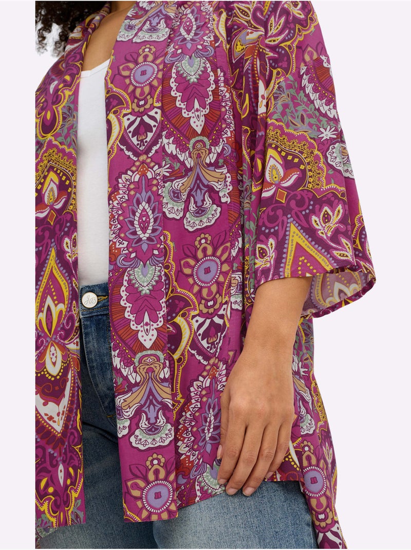 Veste Chemisier Motif Floral - Taille Standard - Sheego Magenta - Kiabi