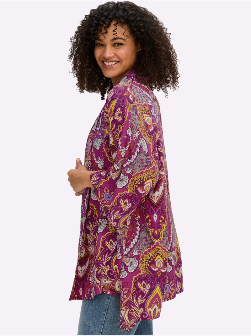 Veste Chemisier Motif Floral - Taille Standard - Sheego Magenta - Kiabi