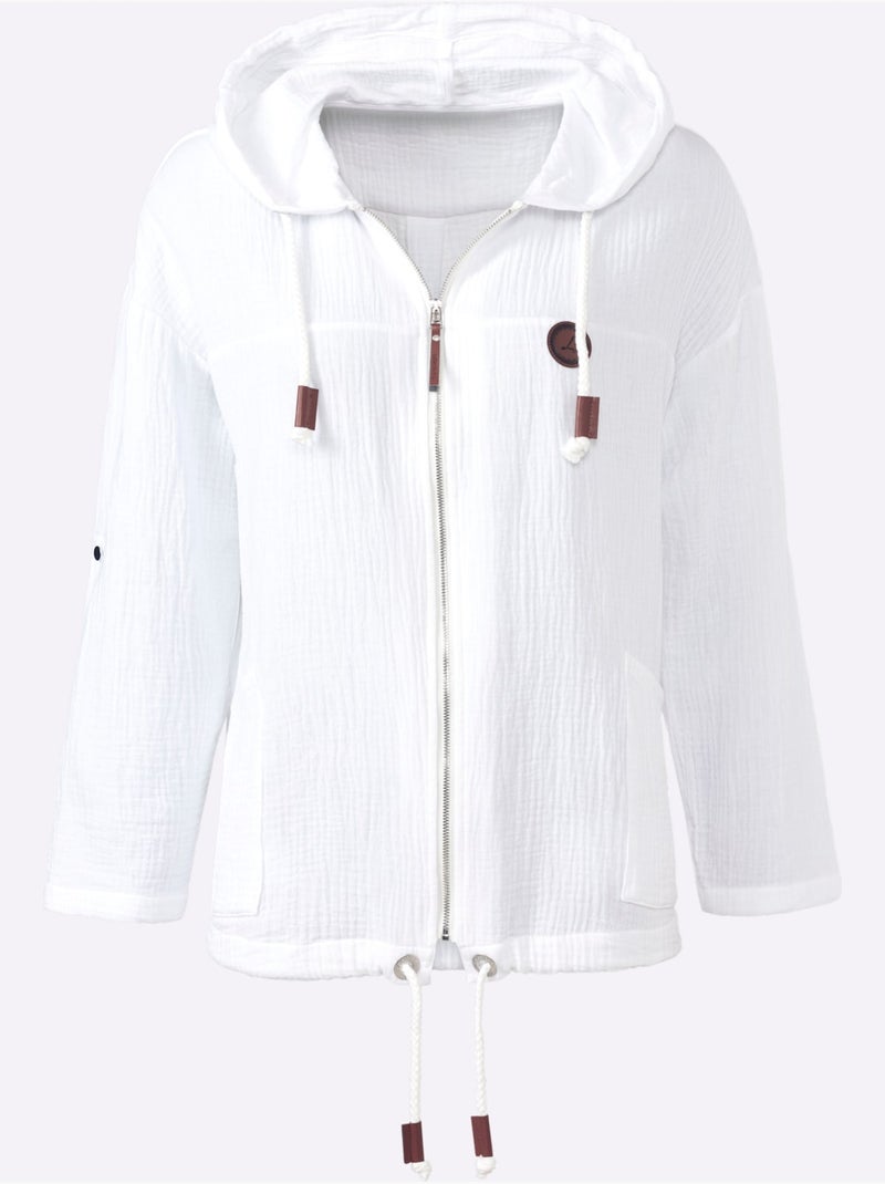 Veste Chemisier Pur Coton - Taille Standard - Witt Ecru - Kiabi