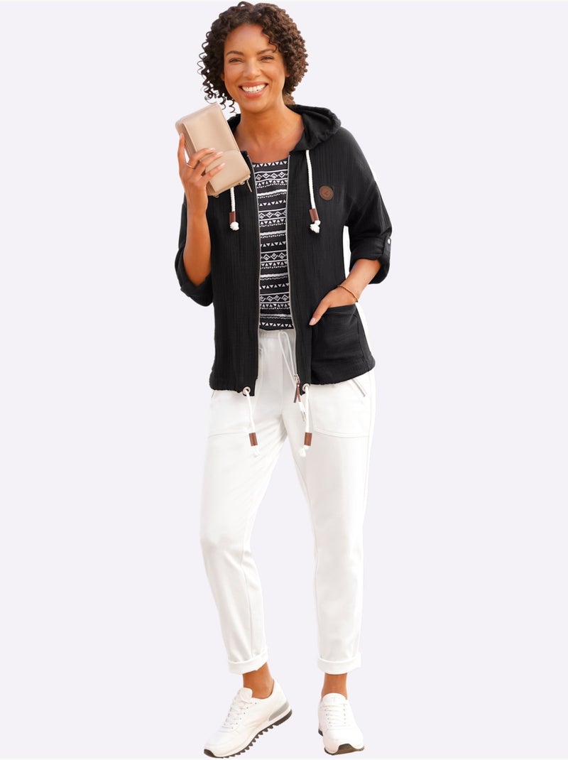 Veste Chemisier Pur Coton - Taille Standard - Witt Noir - Kiabi
